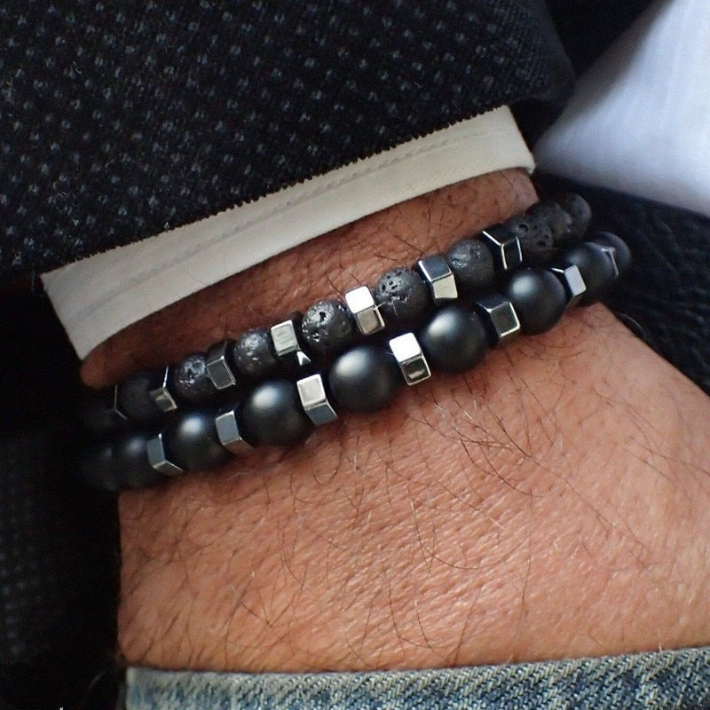 Men's Lava Stone Bracelets-Set