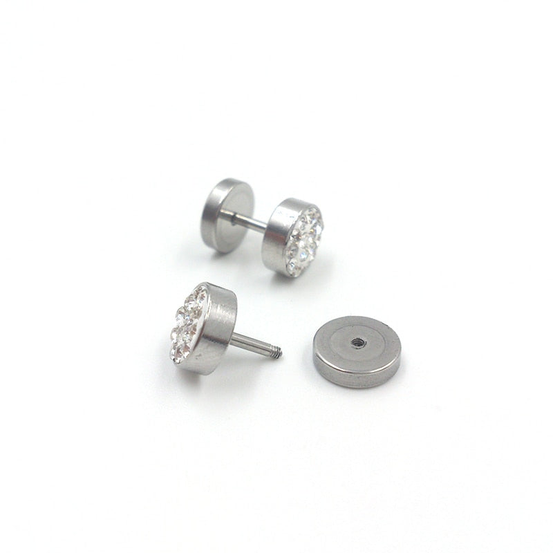 Black Men Barbell Punk Ear Studs